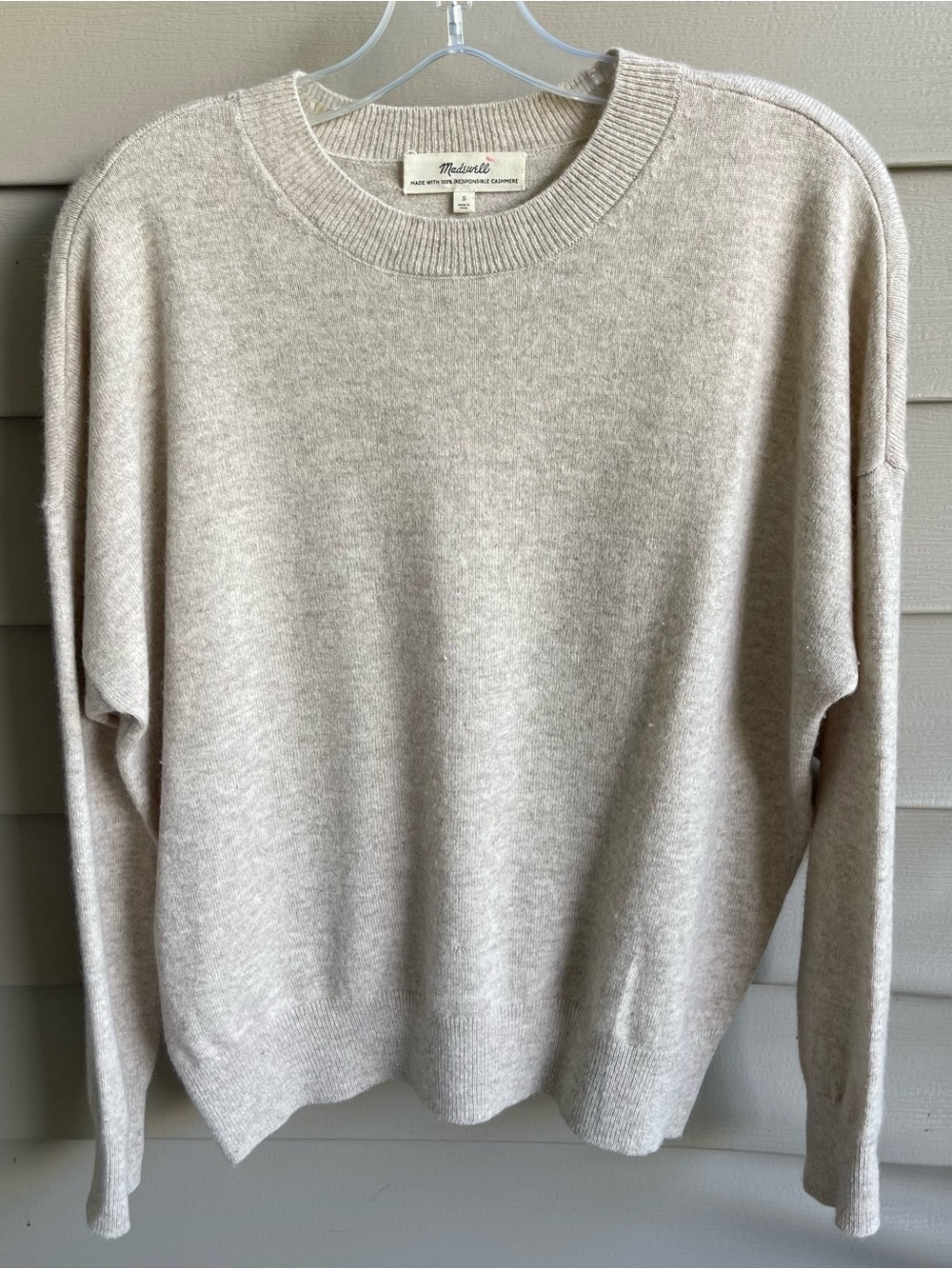 Madewell 100% Cashmere Women Old Money Sweater Size S Ivory Clean Girl Luxe